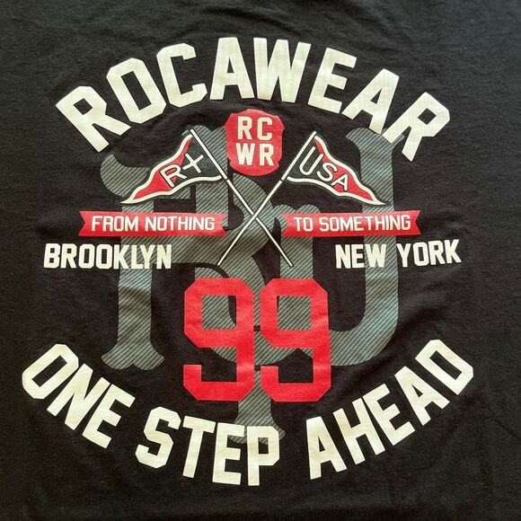 Vintage Y2K Rocawear Graphic Tee Black Gray Red Size 5XB Excellent Condition - Picture 2 of 5